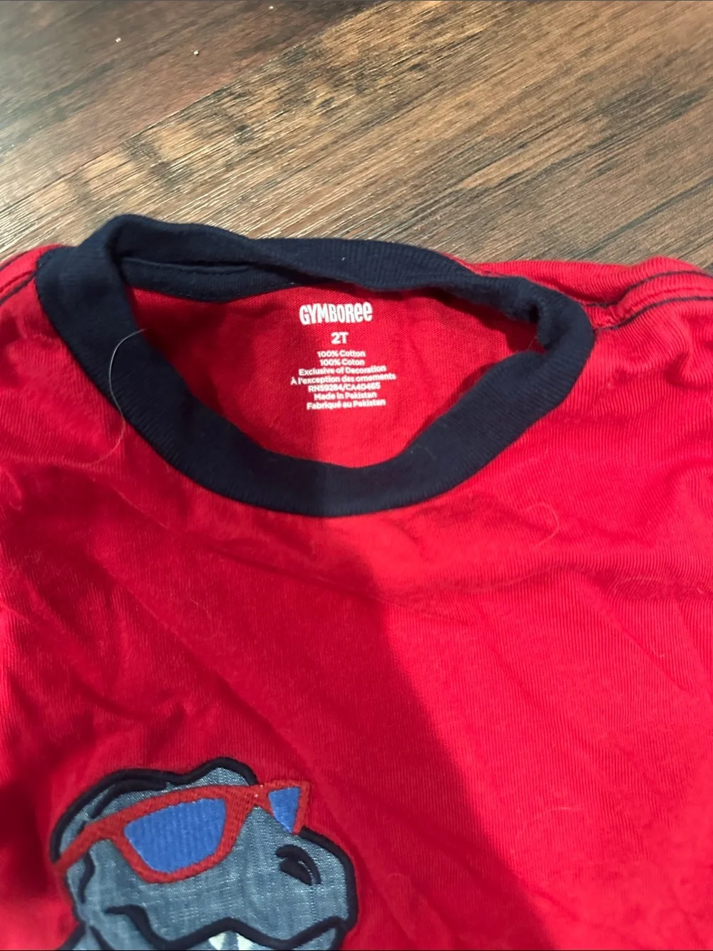 Gymboree Red Short Sleeve Tee with Patriotic Dino Appliqués